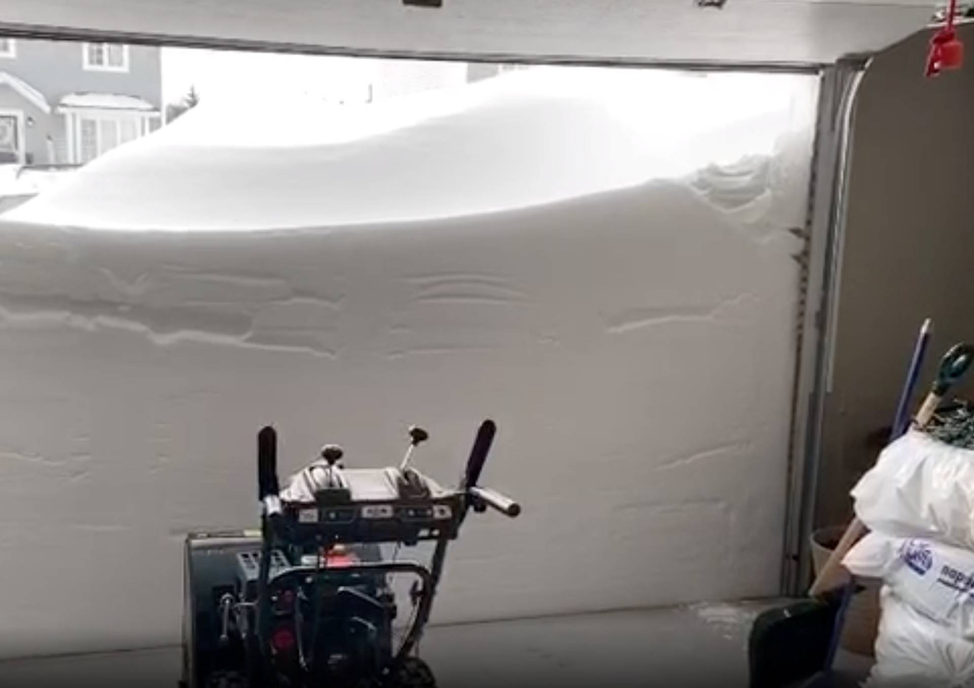 Pile of snow outside a garage is pictured in St John's