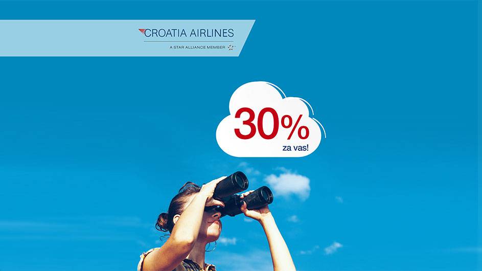 30% popusta na letove Croatia Airlines u veljači