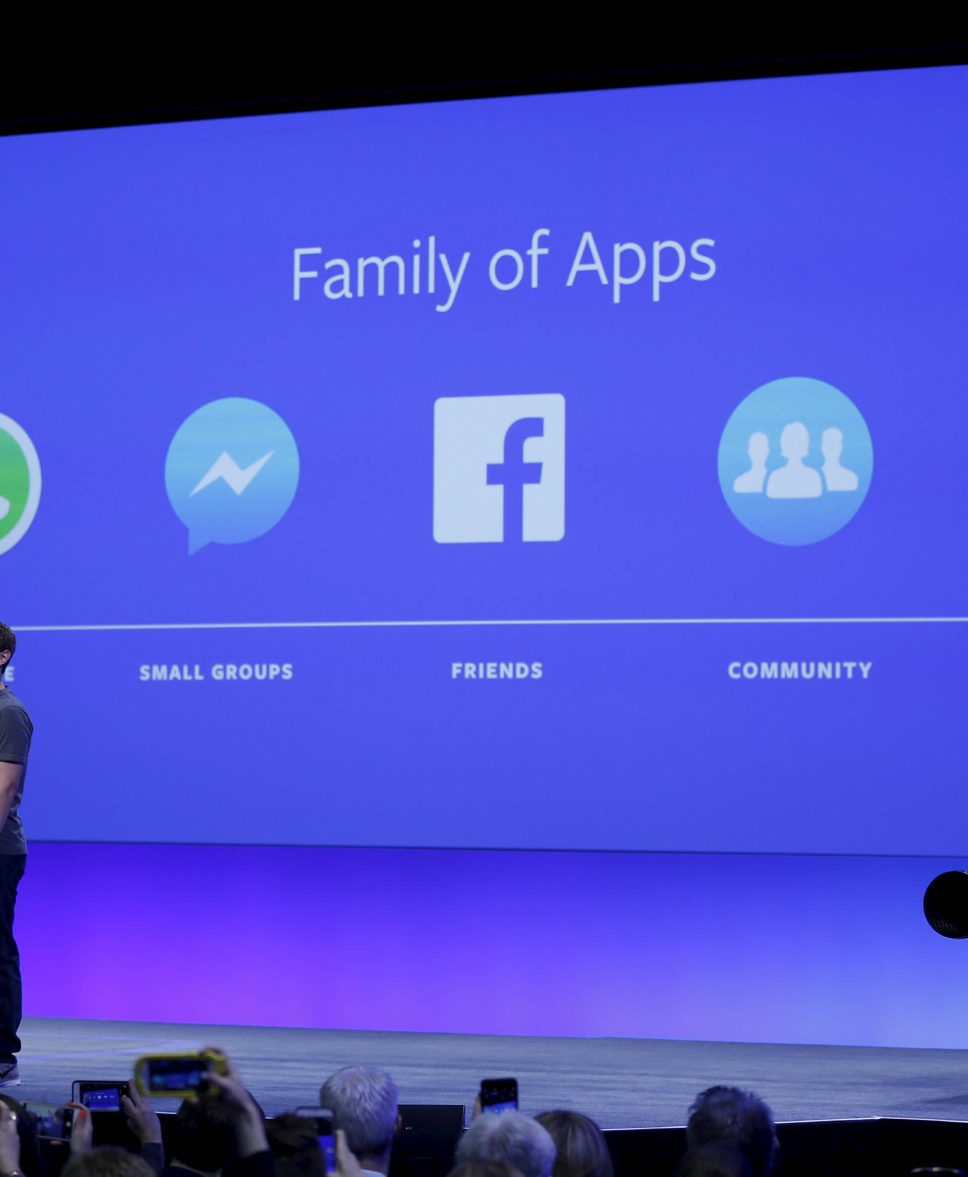 Facebook CEO Mark Zuckerberg speaks on stage during the Facebook F8 conference in San Francisco, California