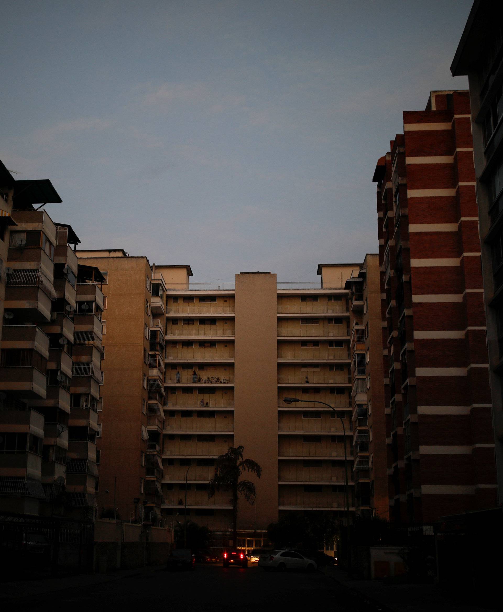 A general view of a street during a blackout in Caracas