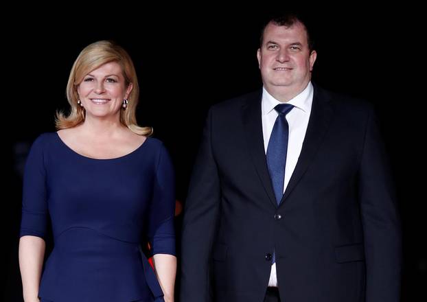 Croatian President Kolinda Grabar-Kitarovic arrives to attend a visit and a dinner at the Orsay Museum in Paris