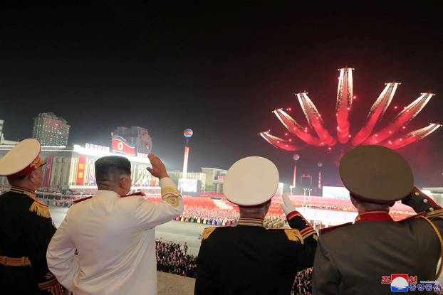 Nighttime military parade to mark the 90th anniversary of the founding of the Korean People's Revolutionary Army in Pyongyang
