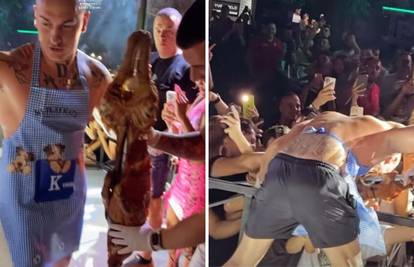Meso i mast padali po publici. Kontroverzni reper iz Srbije na nastup donio pečeno janje...