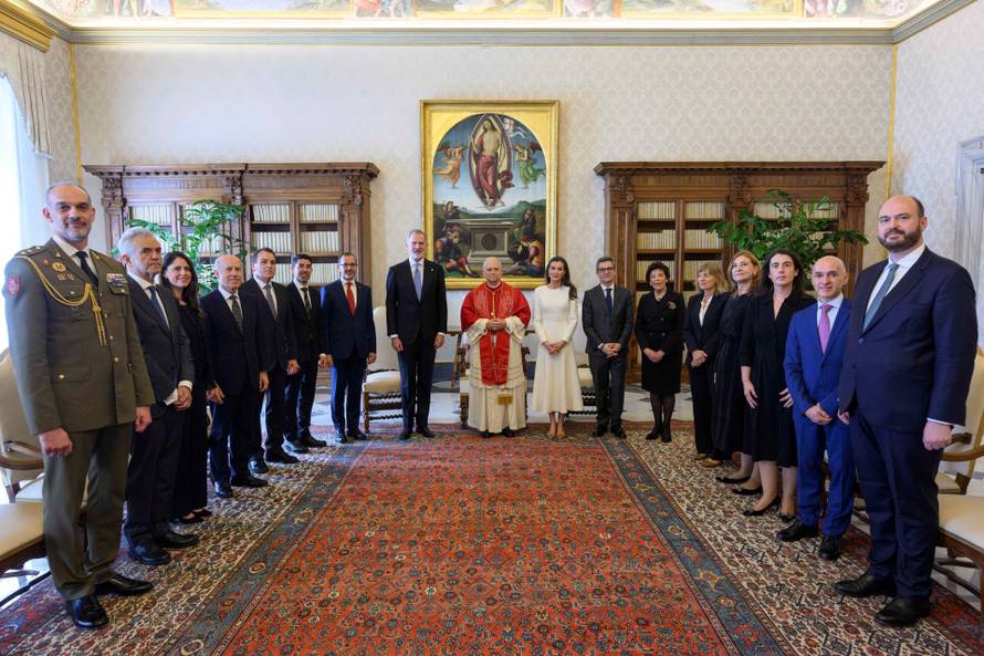Pope Leo XIV meets Spanish King Felipe VI and Queen Letizia during a private audience at the Vatican