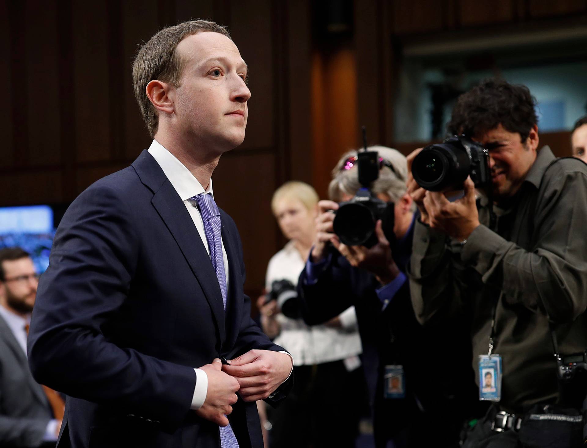 Facebook CEO Zuckerberg testifies before a U.S. Senate joint hearing on Capitol Hill in Washington