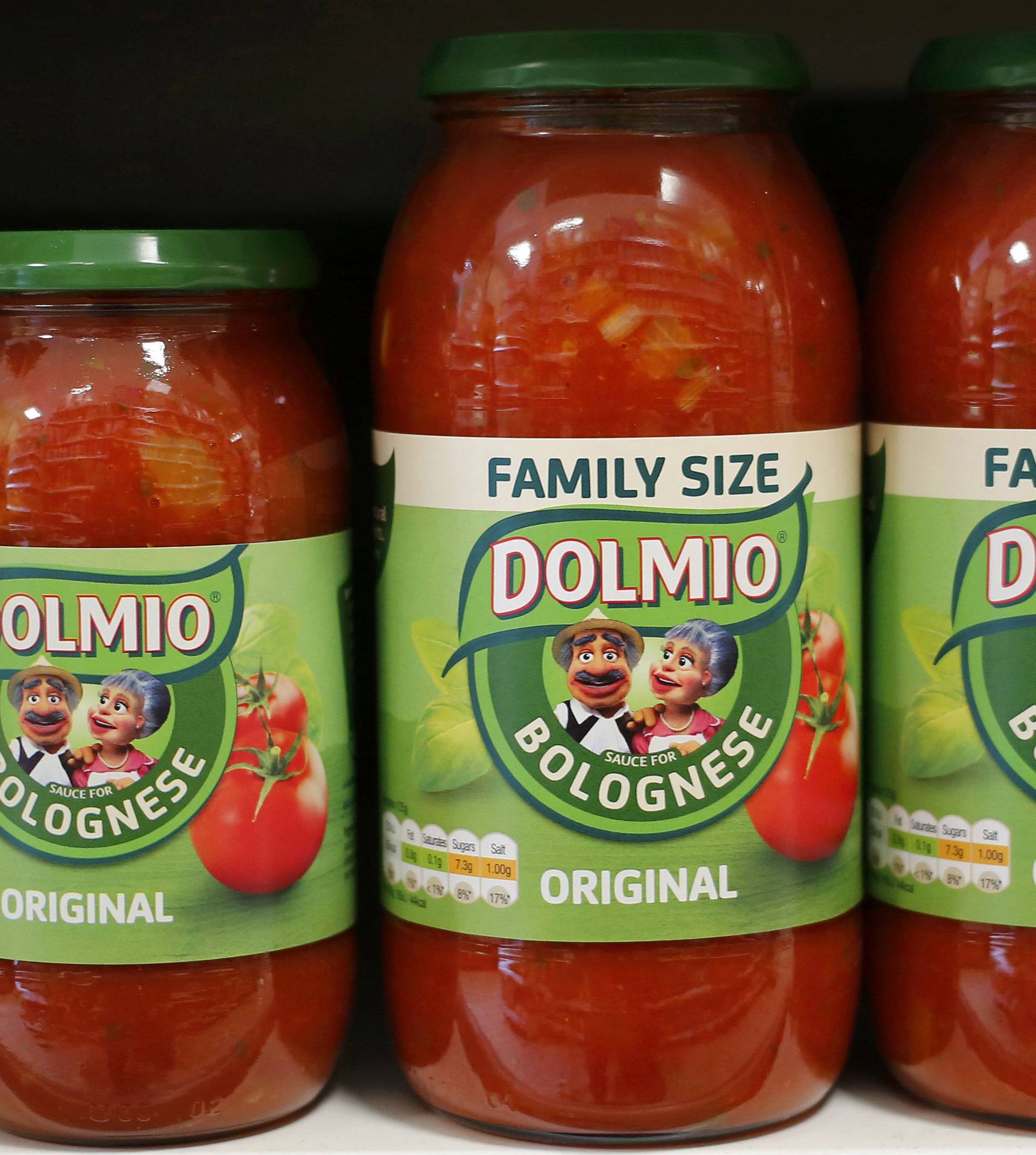 Dolmio pasta sauces are seen in a store in in London