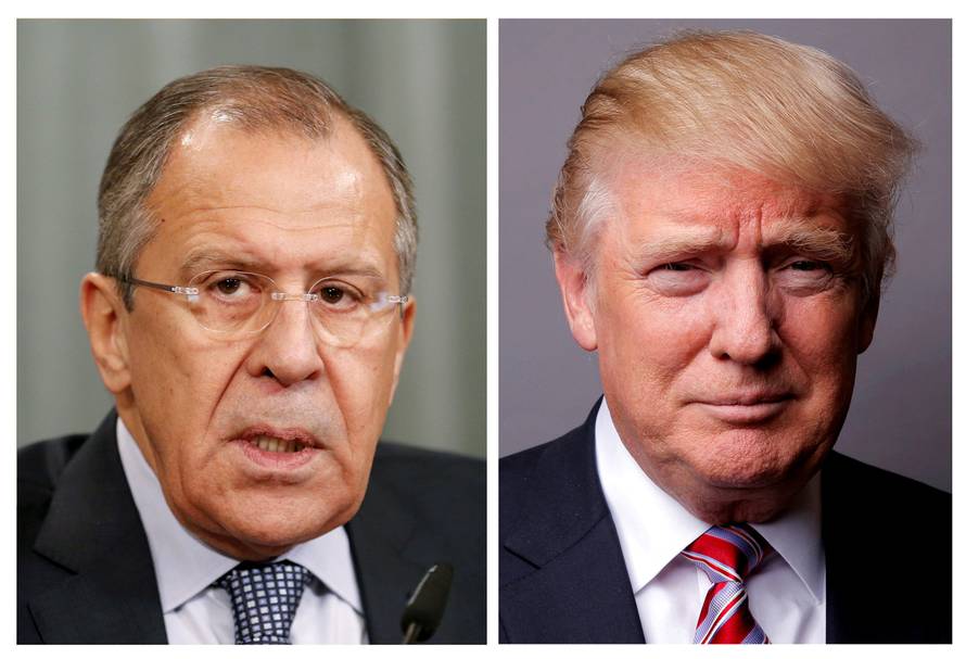 FILE PHOTO: Combination of file photos showing Russian Foreign Minister Sergei Lavrov and U.S. President Donald Trump