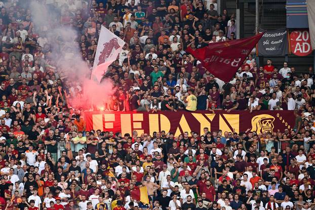 Rome, Italy. 22nd Aug, 2022. AS Roma fans fedayn during the Italian Football Championship League A 2022/2023 match between AS Roma vs US Cremonese at the Olimpic Stadium in Rome on 22 August 2022. Credit: Independent Photo Agency/Alamy Live News