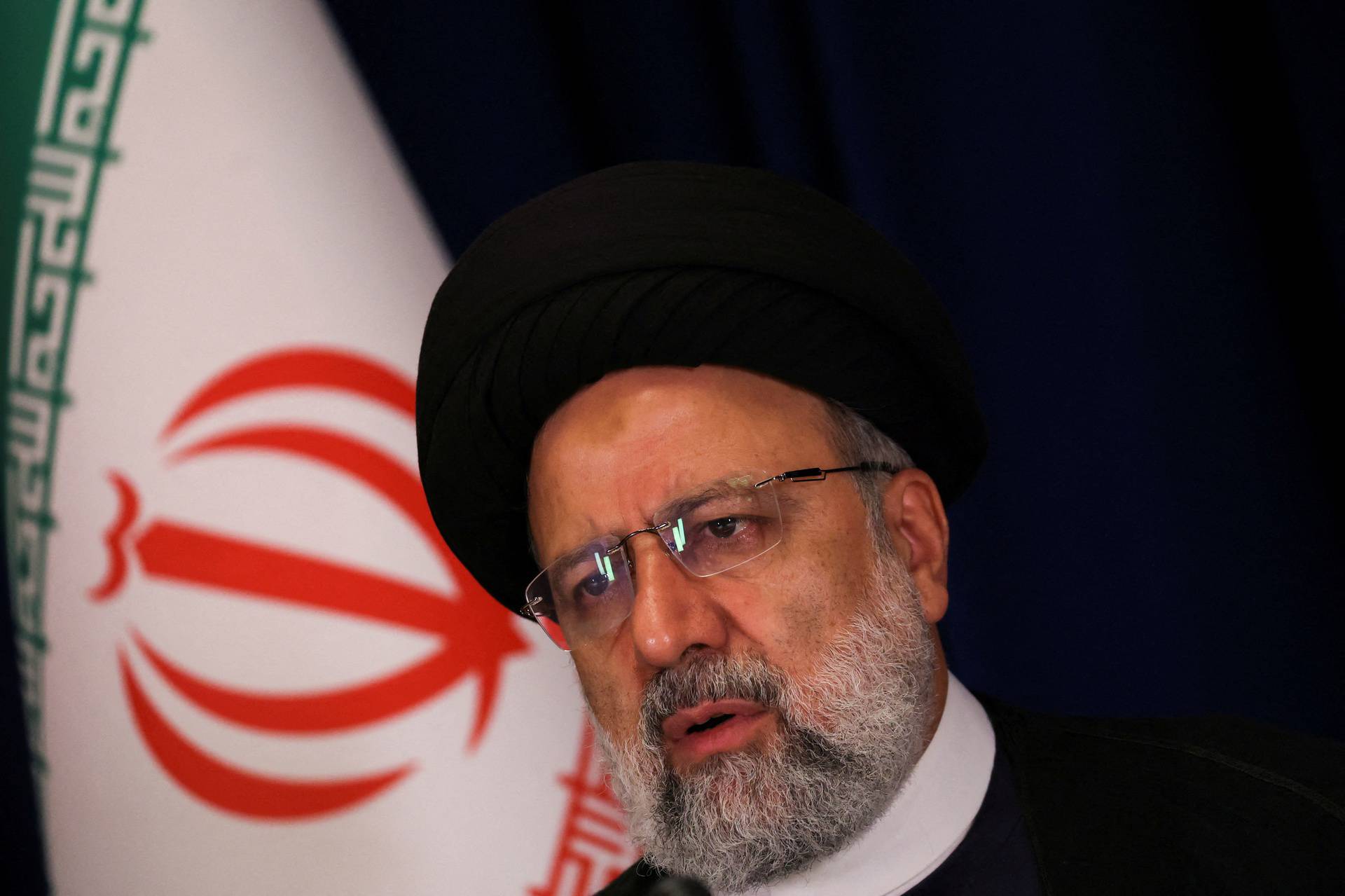 FILE PHOTO: Iranian President Ebrahim Raisi attends a press conference, in New York City