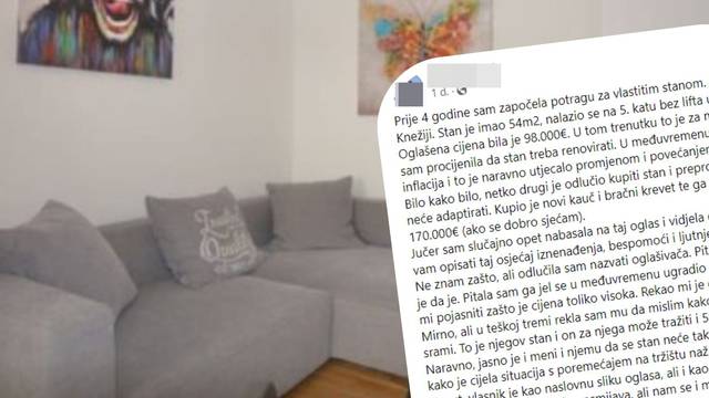 Zagrepčanka ogorčena: 'Čovjek je ovaj stan kupio za 98.000 €, a sad ga prodaje za 275.000!'