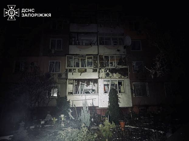 Aftermath of a Russian drone and missile attack in Zaporizhzhia