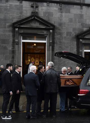 The coffin of Dolores O'Riordan, singer with the Cranberries is brought into St. Joseph's Church for a public reposal in Limerick