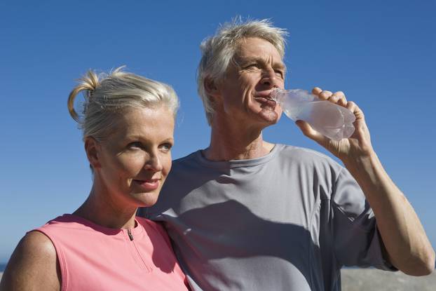 Couple drinking water