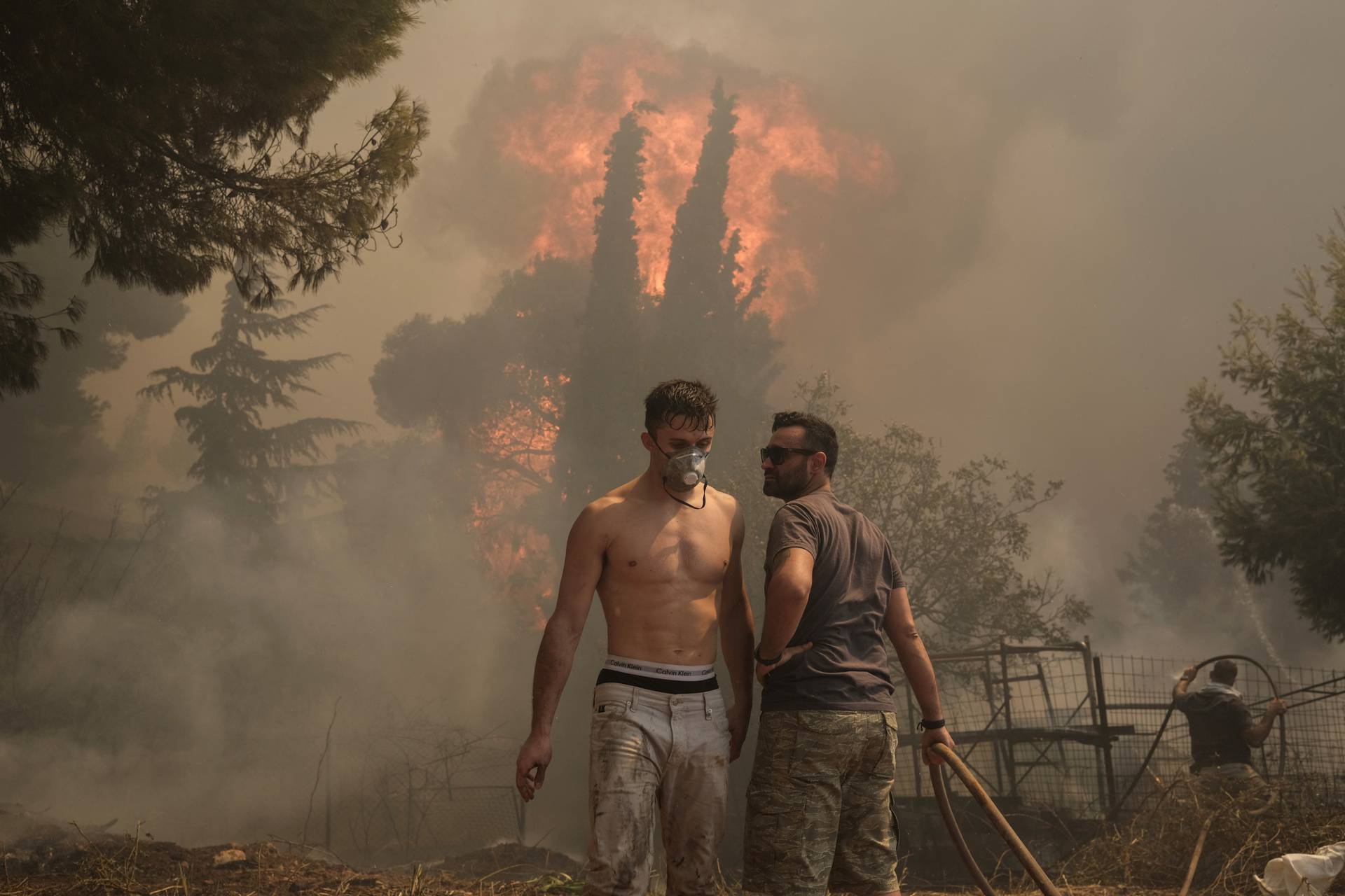 Wildfire burns in Nea Penteli, near Athens