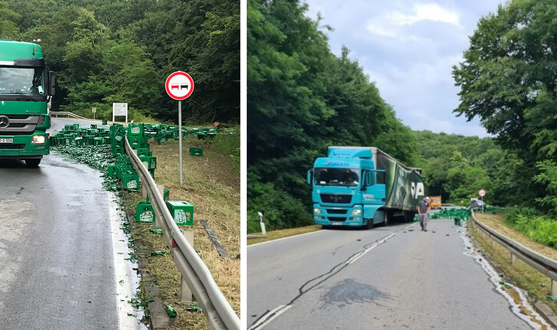 Prebrzo uletio u zavoj i ostao bez tereta: Rijeka piva tekla po cesti kod Požege