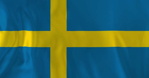 Image of national flag of sweden waving. National flags and patriotism concept digitally generated image.