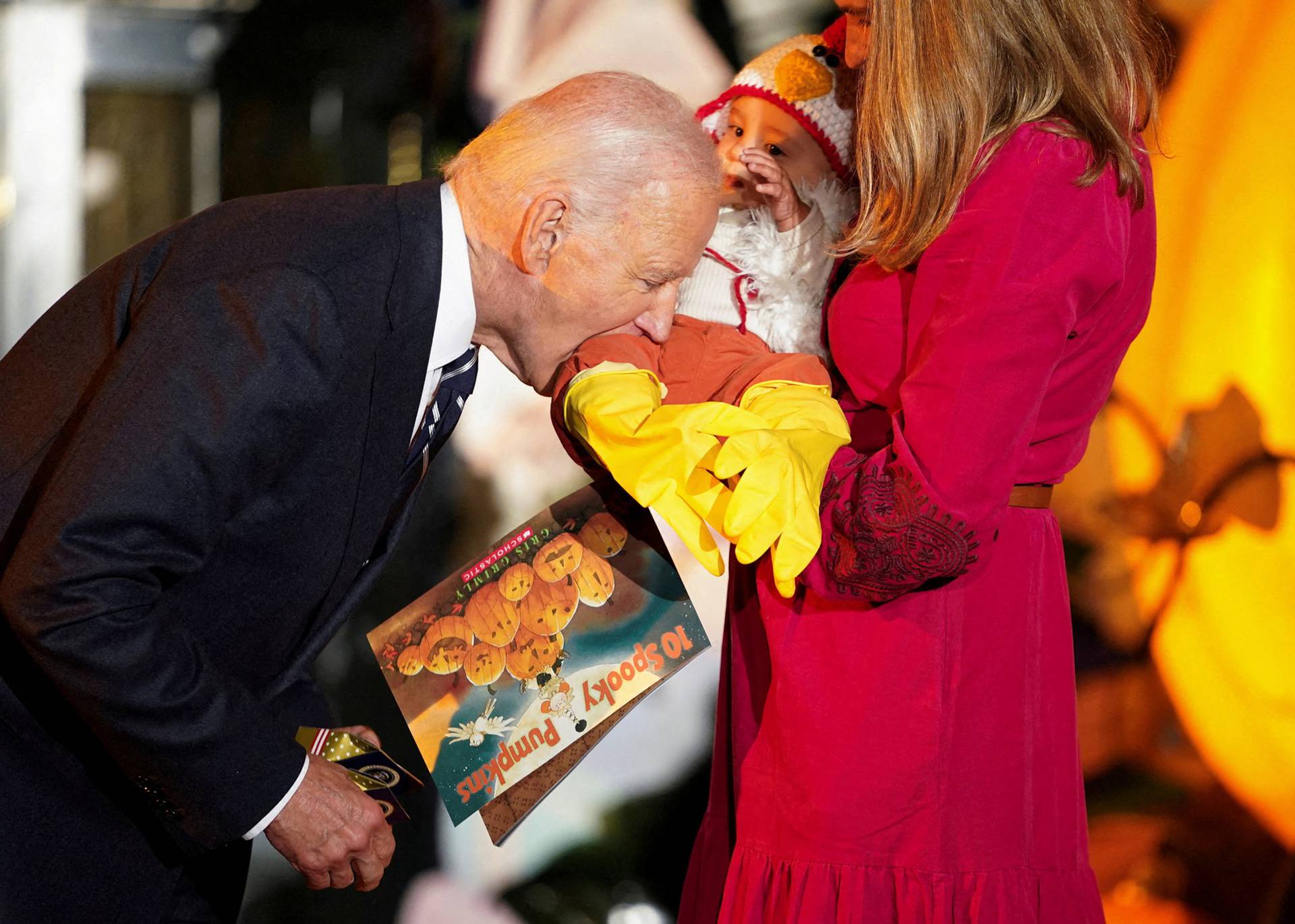 U.S. President Joe Biden hosts trick-or-treaters for a Halloween celebration at the White House in Washington