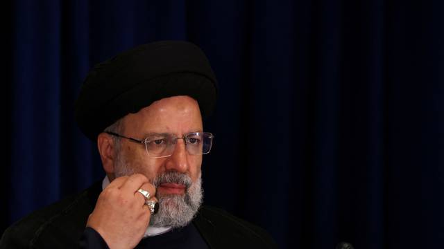 FILE PHOTO: Iranian President Ebrahim Raisi attends a press conference, in New York City