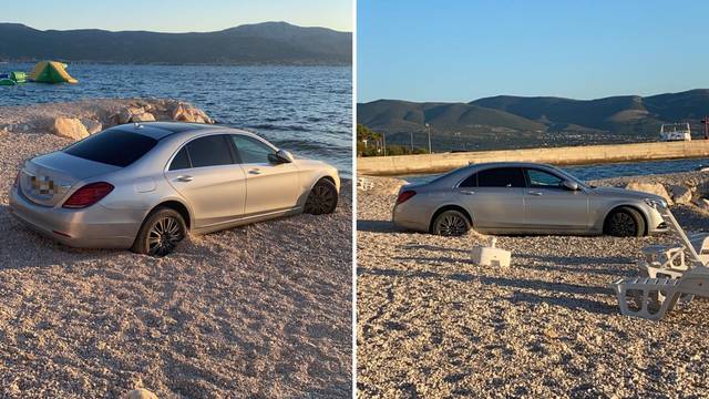 Mercedes ni da mrdne: Parkirao auto na plaži pa zapeo u šljunku
