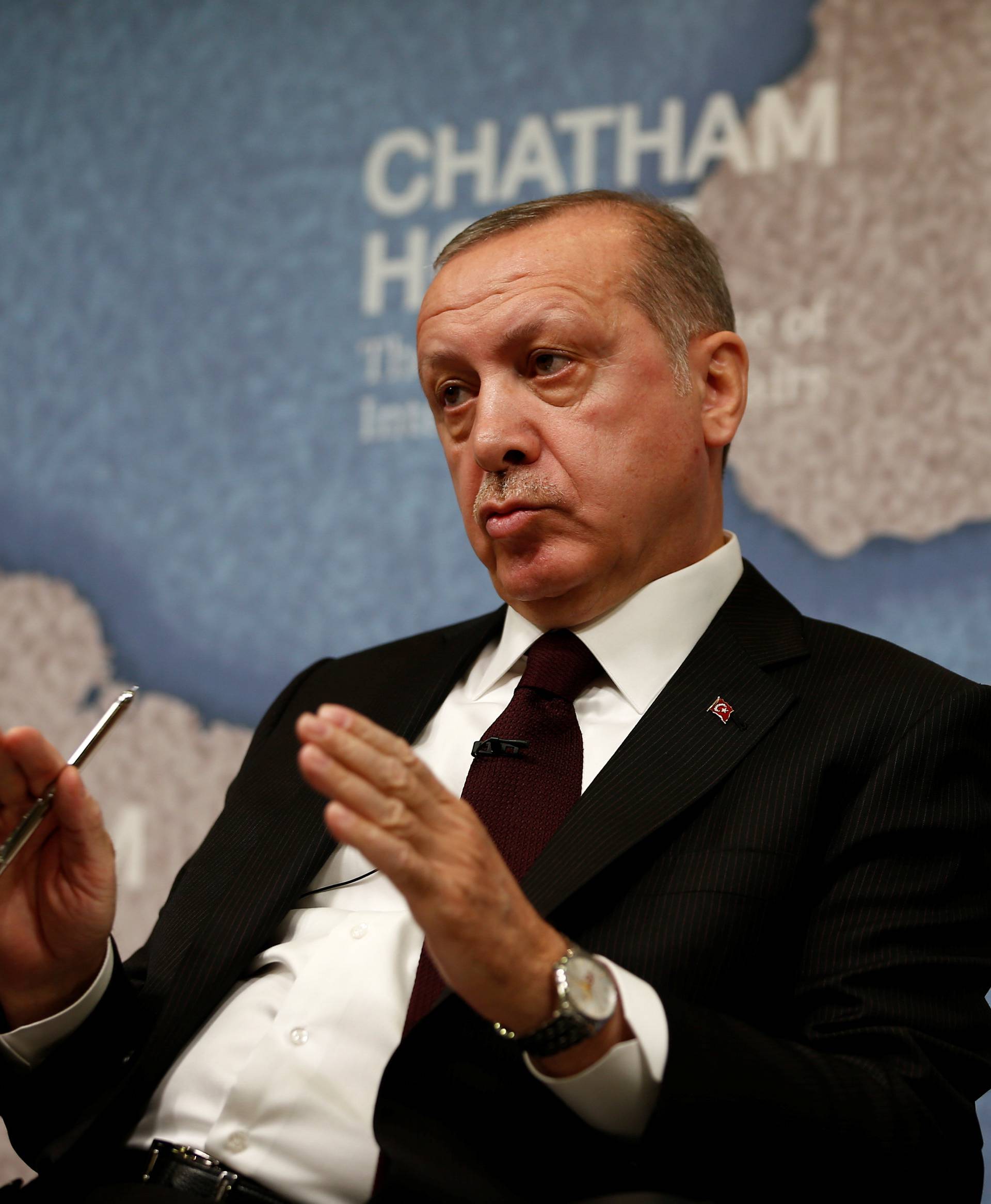 The President of Turkey, Recep Tayyip Erdogan, speaks at Chatham House in central London