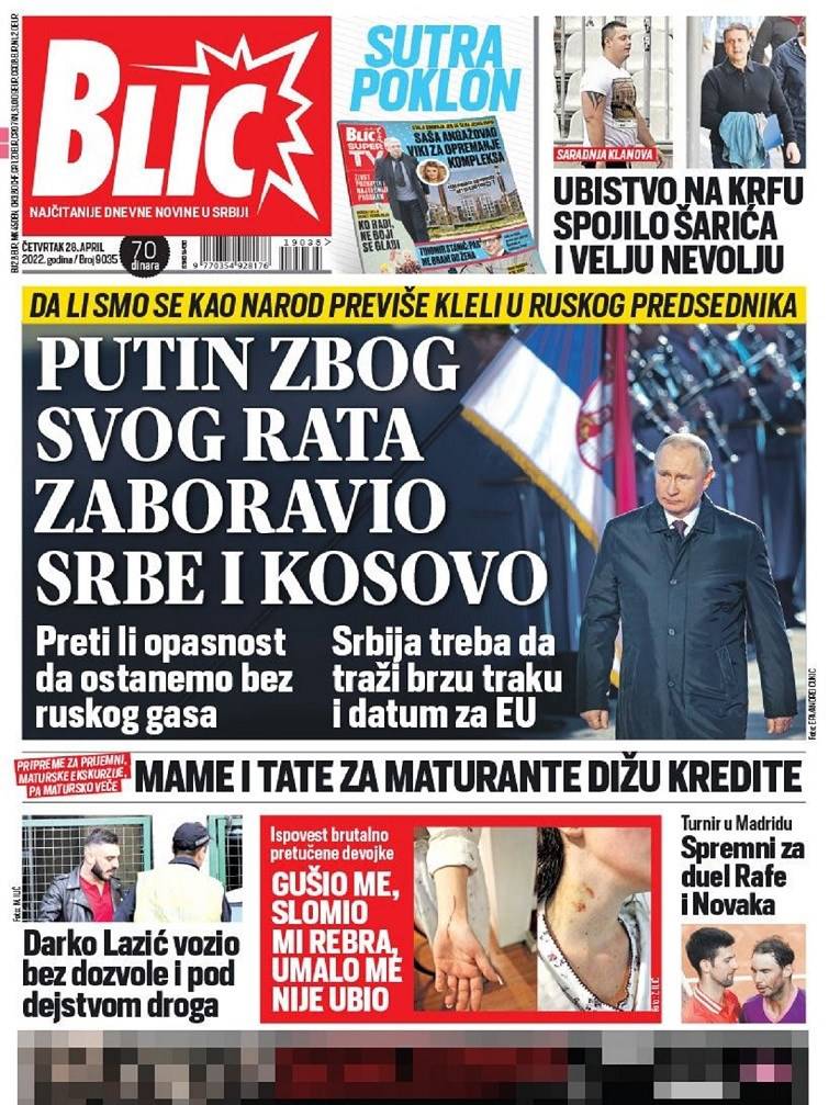 Vučićevi mediji žestoko napali Putina: 'Zabio je nož u leđa Srbiji, Putin igra na Kosovo'