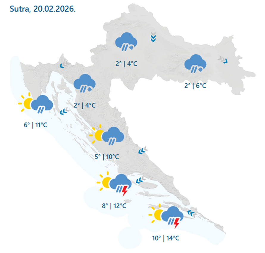 Temperature će naglo pasti, uz obilnu kišu najavili su i snijeg: 'Pahulja će biti i podno Velebita'