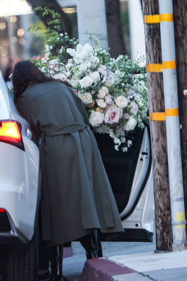 *EXCLUSIVE* Ines De Ramon receives Stunning Flower arrangement on Valentines Day presumably from boyfriend Brad Pitt and it's a HUGE upgrade from the flowers she received last year!