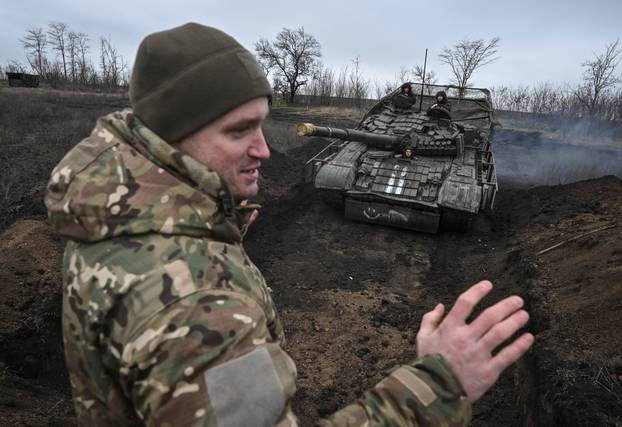 Ukrainian servicemen attend a training in Zaporizhzhia region