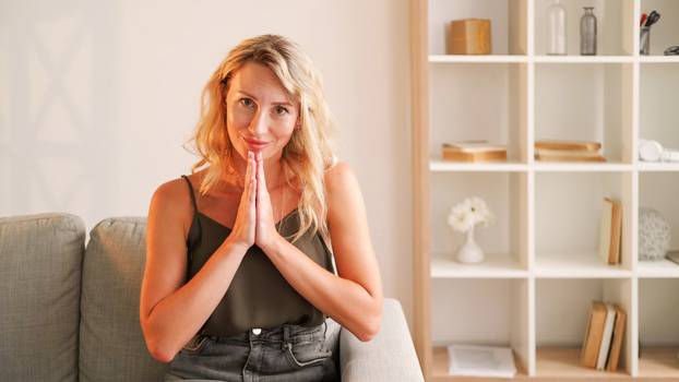 Begging woman hopeful request faithful feelings