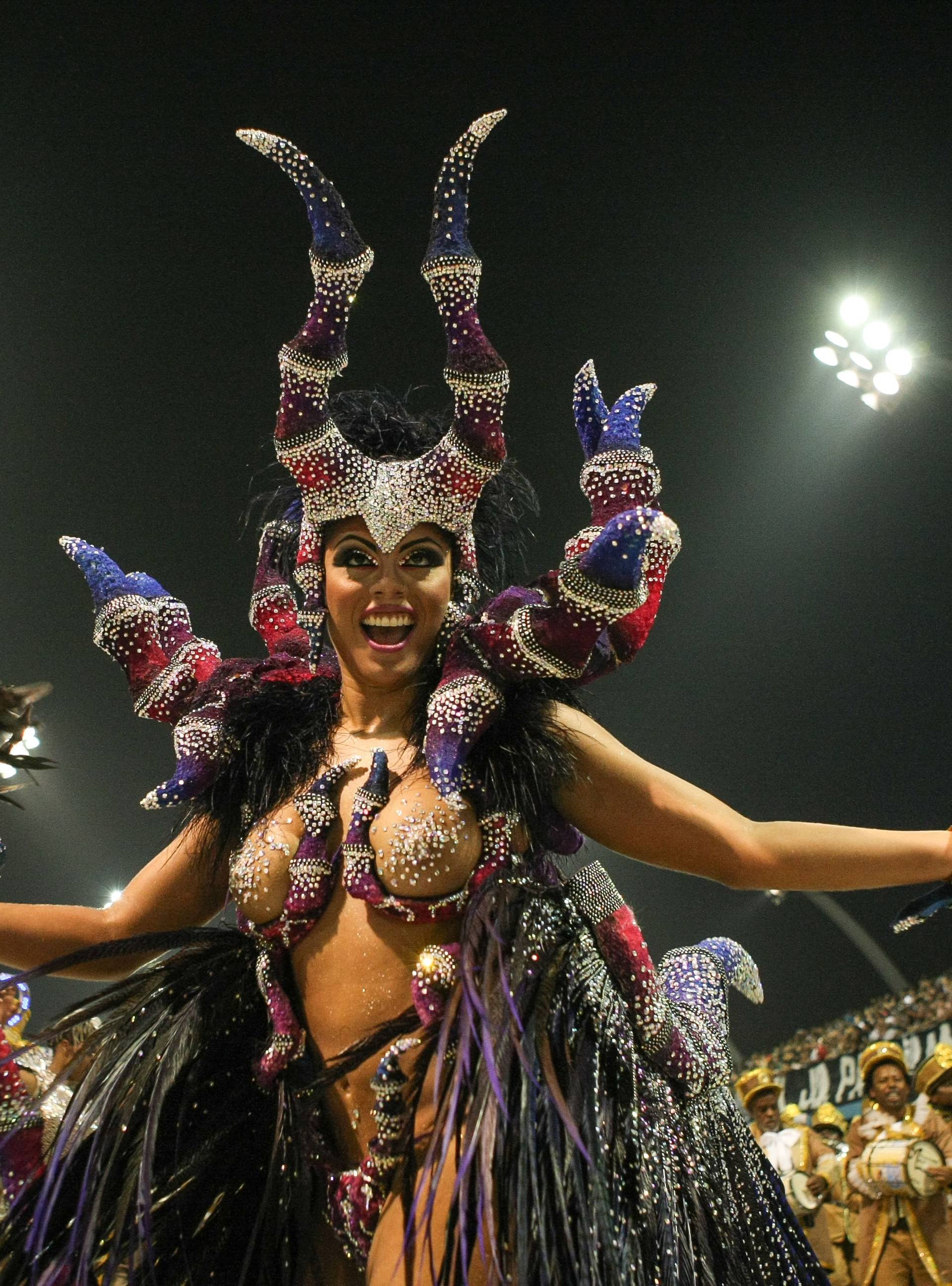 Parade of the samba school Nene de Vila Matilde in Carnival 2013 at the Sambodrome, in Sao Paulo.