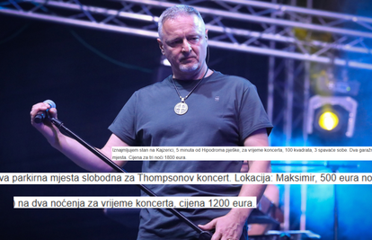 Ljudi nude stanove, sobe i garaže na dan Thompsonovog koncerta. Cijene? I do 1800 eura