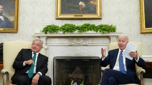 Biden meets with Mexican President Andres Manuel Lopez Obrador at the White House in Washington