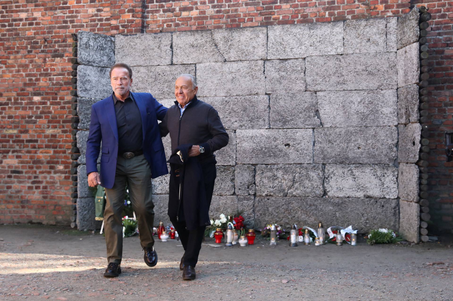 Arnold Schwarzenegger visits former Nazi German concentration camp Auschwitz-Birkenau, near Oswiecim