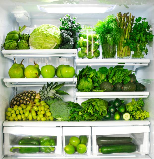 Fresh,Green,Vegetables,And,Fruits,In,Fridge.