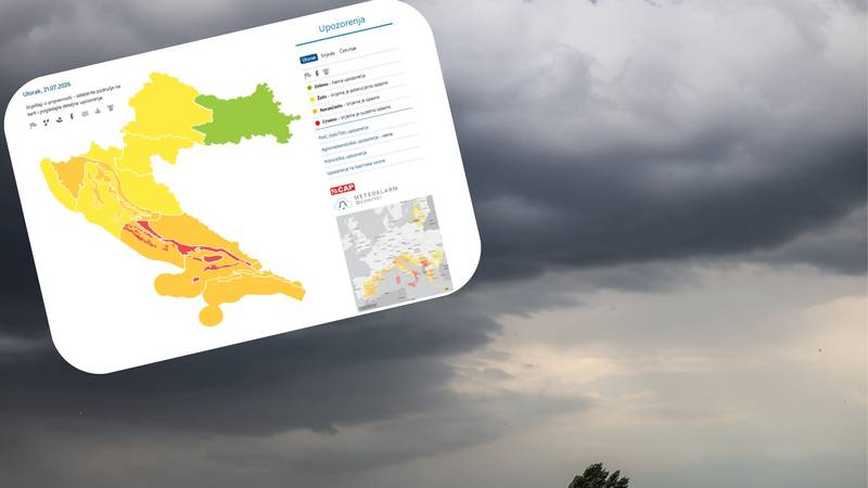 Crveno upozorenje za Split i okolicu. Očekuju se grmljavina, pljuskovi, nevrijeme, tuča...