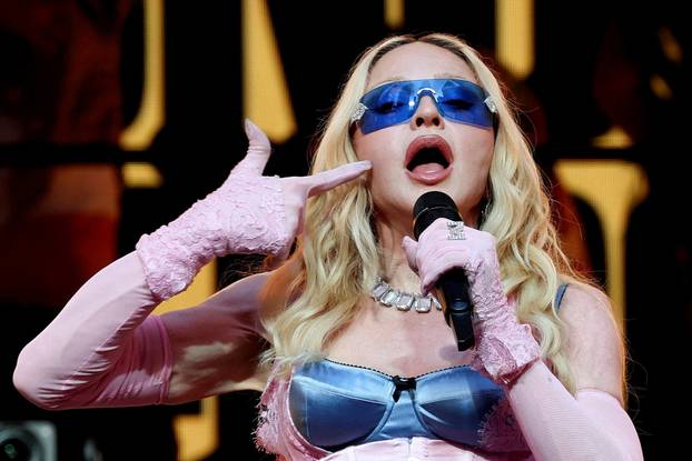 Madonna performs during a surprise concert in New York City