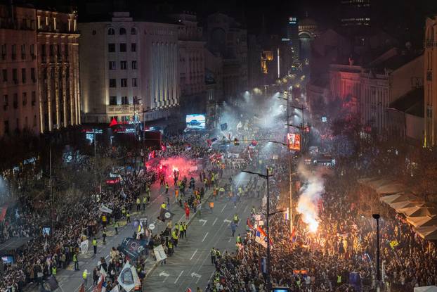Supporters welcome students from across Serbia as they converge in the capital Belgrade for mass protests over the fatal November 2024 Novi Sad railway station roof collapse