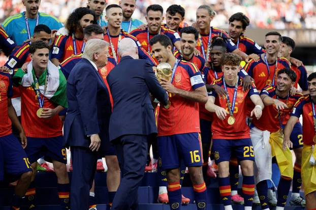 U.S. President Trump attends the FIFA World Cup 2026 Final between Spain and Argentina at New York New Jersey Stadium