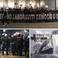Stigli su s porukama 'Nećemo zaboraviti genocid', na njih krenuli navijači Partizana