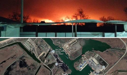 VIDEO Žestoki udar dronova na rusku luku, odjekuju detonacije, izbio i veliki požar u rafineriji