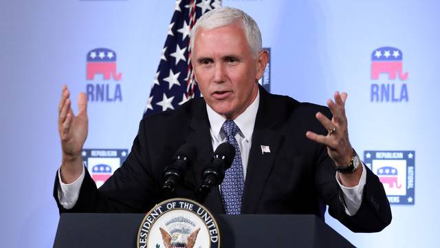 FILE PHOTO: U.S. Vice President Mike Pence delivers a speech in Washington