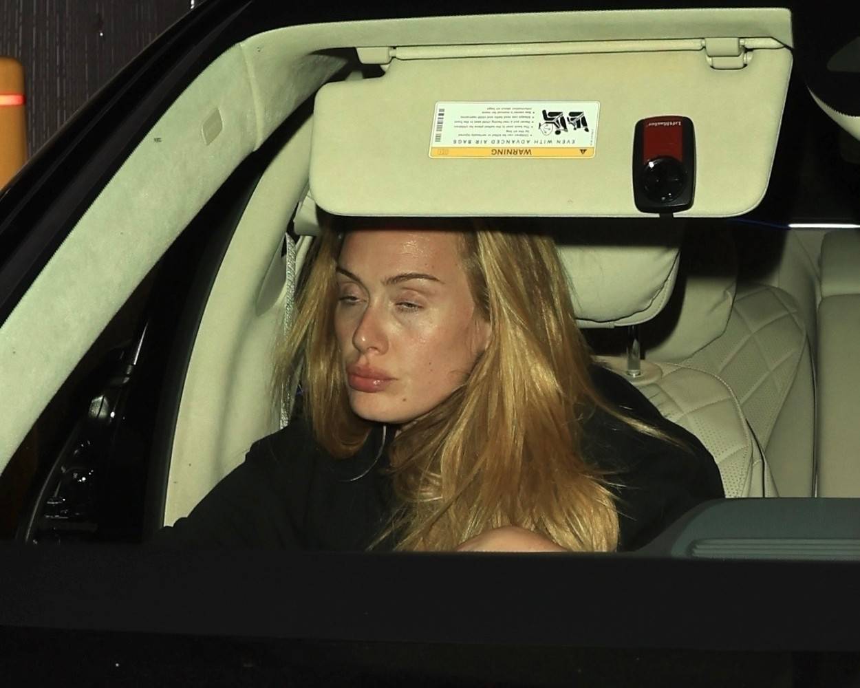 *EXCLUSIVE*  A VERY PLUMPED LIP ADELE sneaks her skinny frame out of Avra after dinner date with boyfriend Rich Paul - ** WEB MUST CALL FOR PRICING **