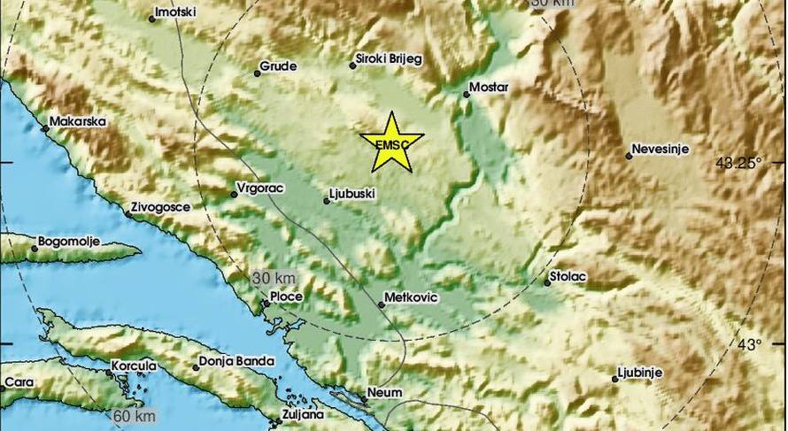 Potres uznemirio Dalmatince i Hercegovce: 'Treslo je i tutnjalo'