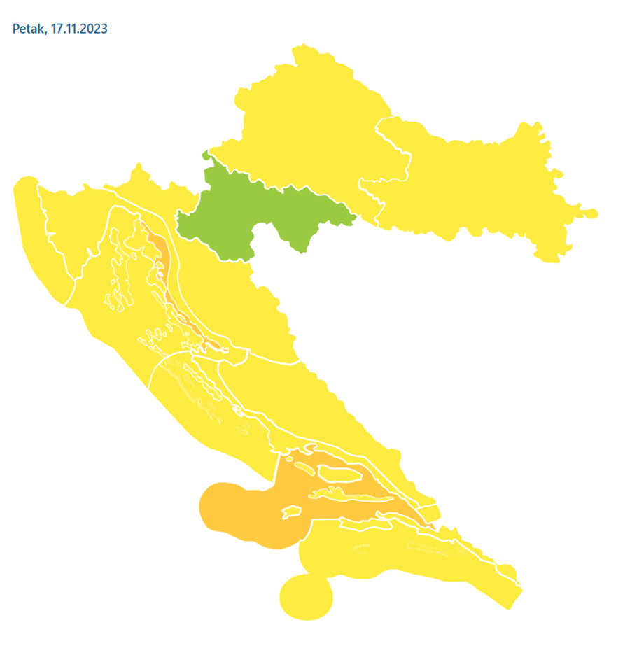 Zbog olujnih udara vjetra alarm za gotovo cijelu zemlju. U gorju pad temperature, moguć snijeg