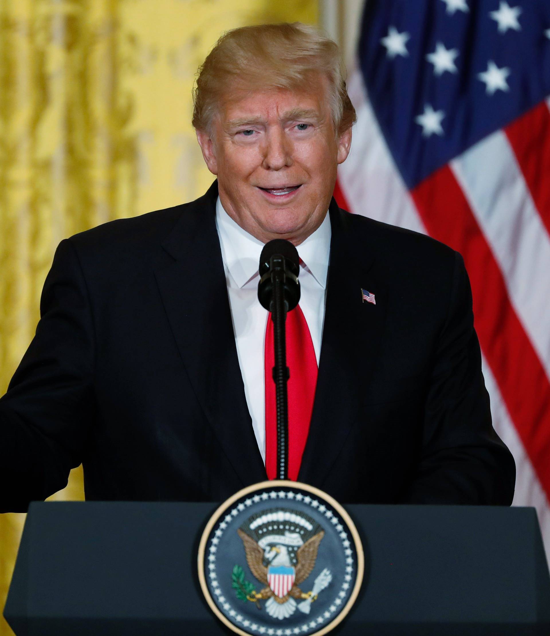 U.S. President Trump holds joint news conference with Norwegian Prime Minister Solberg at the White House in Washington