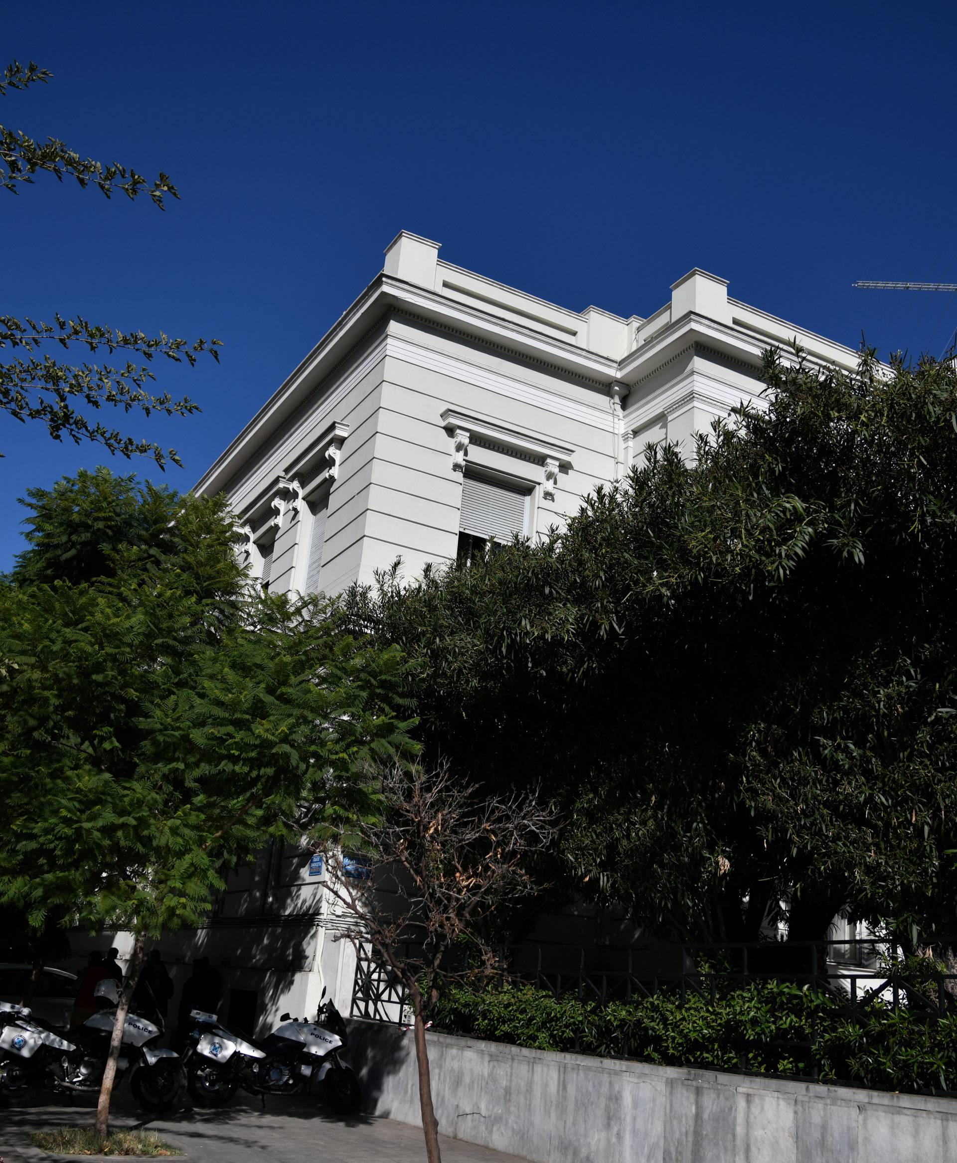 A general view of Foreign Ministry building, after a suspicious package was found, in Athens