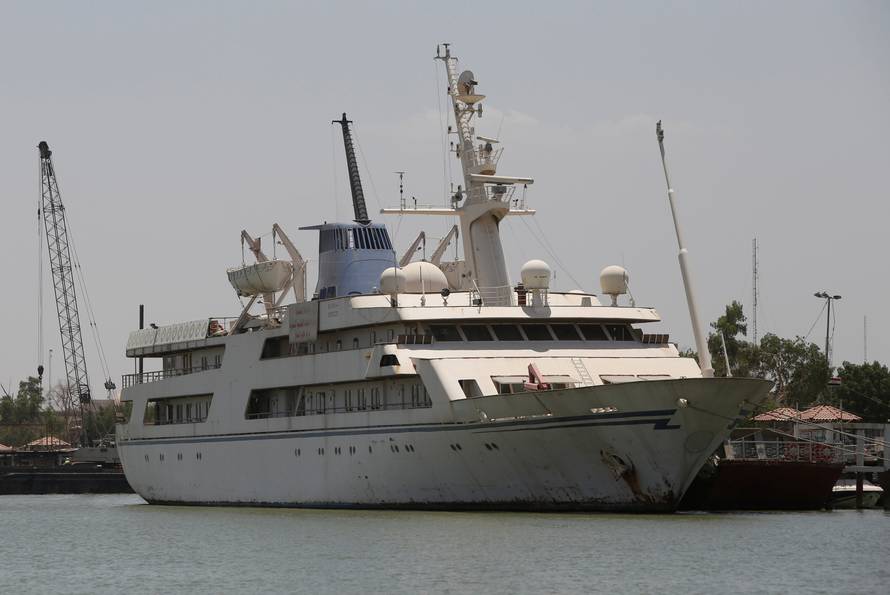 Yacht called "Basrah Breeze", once owned by former Iraqi president Saddam Hussein, who was toppled in a U.S.-led invasion in 2003, is seen in the southern port of Basra