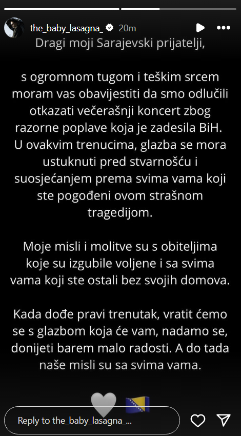 I Marija Šerifović zbog strašnih poplava u BiH odgodila koncert: 'Sada nije vrijeme za pjevanje'