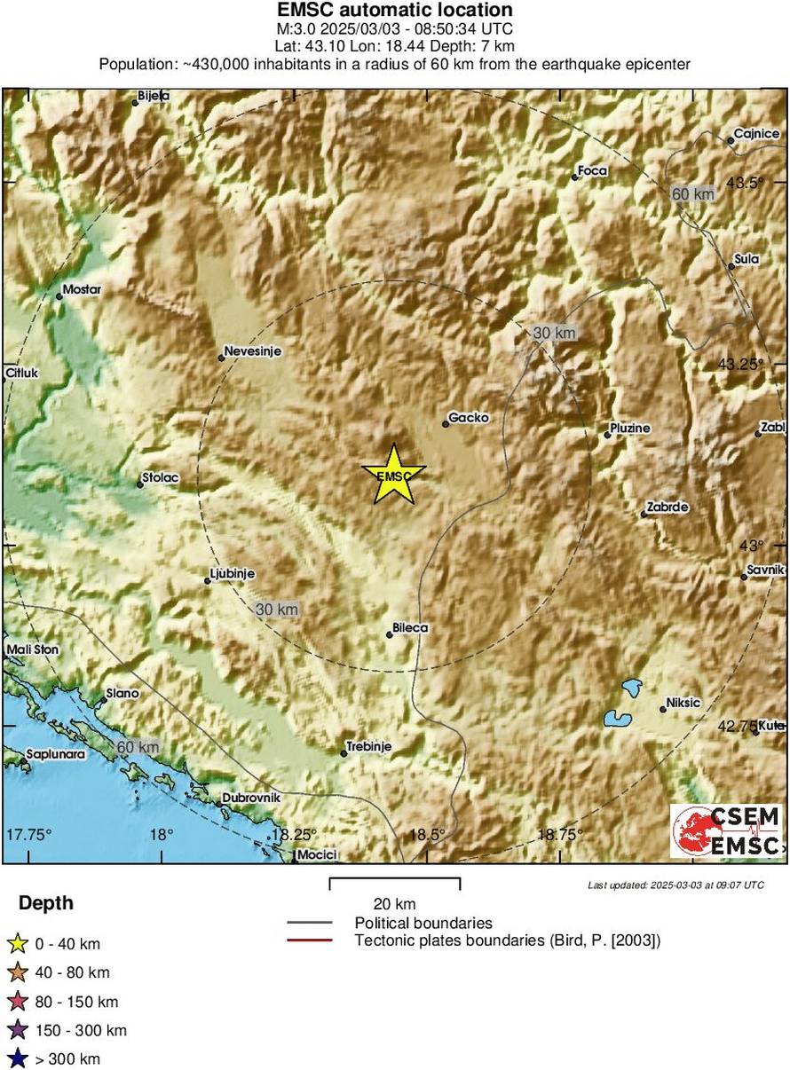 Potres od 3.0 zatresao je BiH