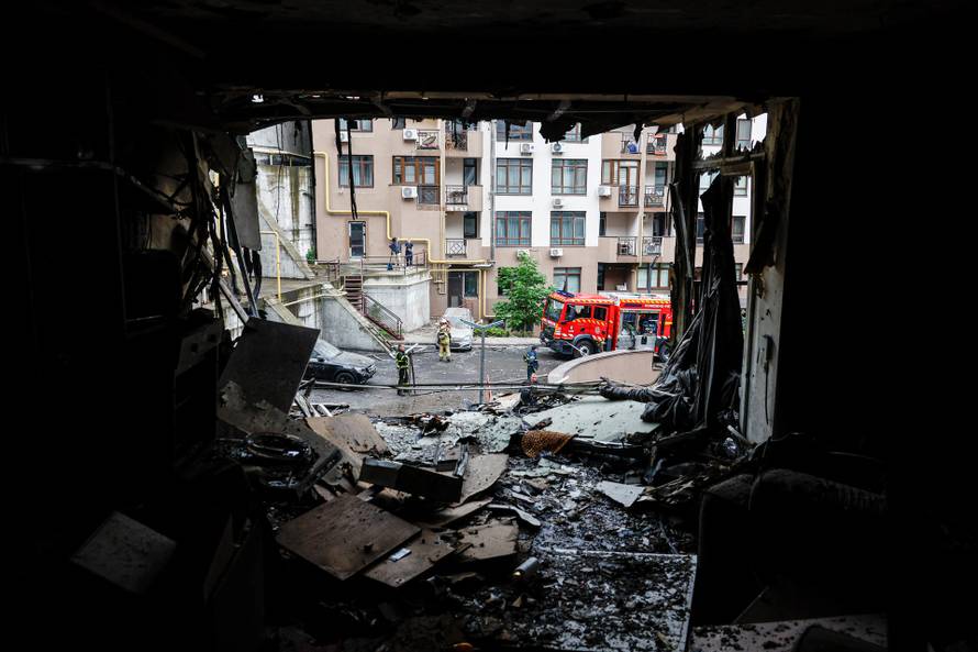 Aftermath of a Russian drone and missile attack in Kyiv